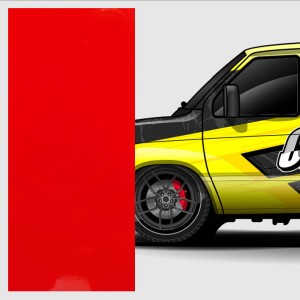 Folia Oracal 7710-039 czerwona fluor z klejem kanalikowym (rolka)