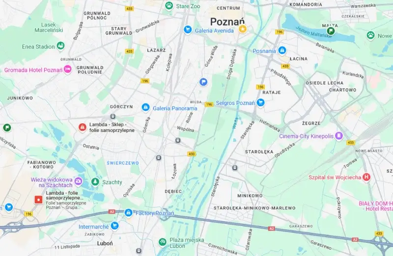 Oddziały Lambda w Poznaniu - Zdjęcie mapy Google